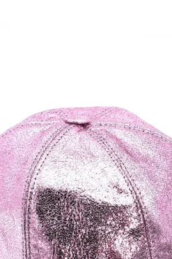 Donna D'Arienzo Cappello baseball in pelle rosa laminato unisex berretto strappo regolabile