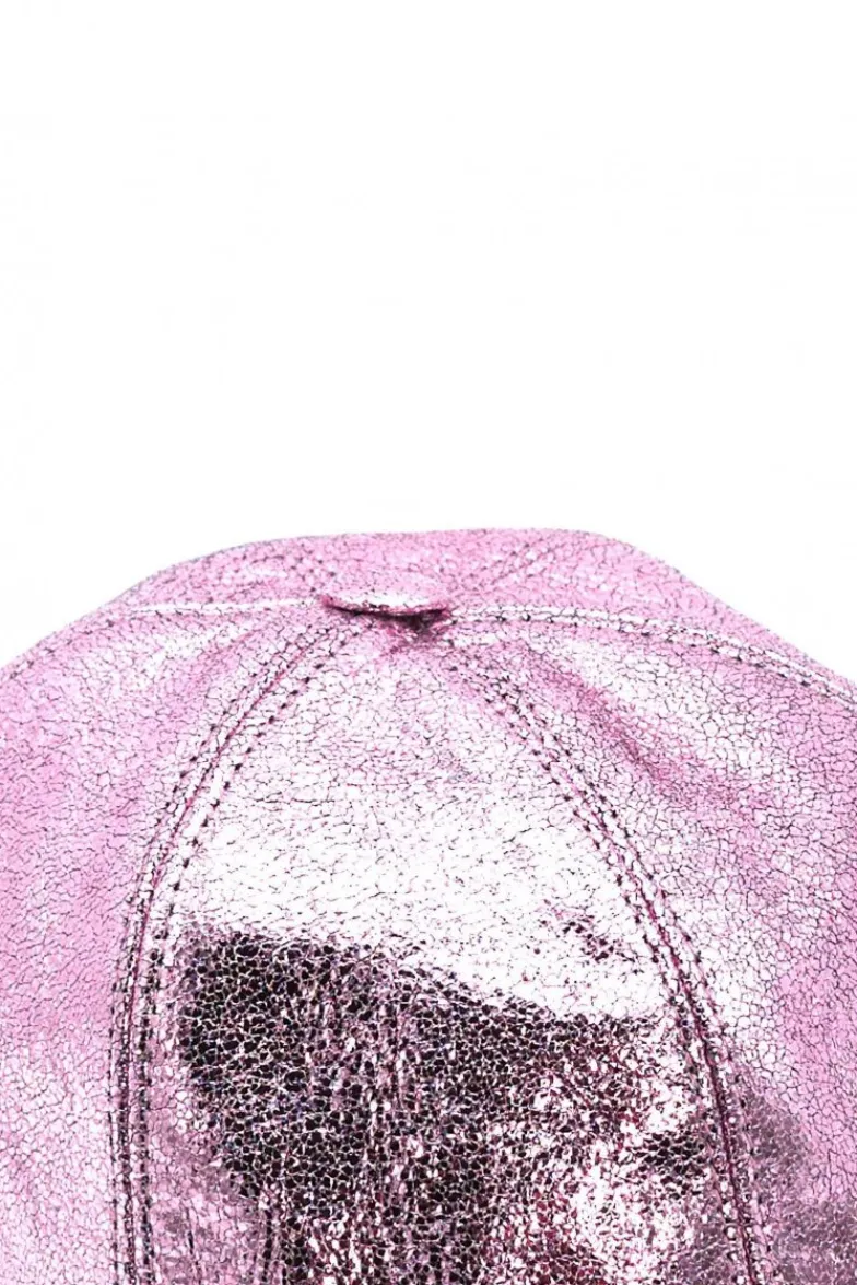 Donna D'Arienzo Cappello baseball in pelle rosa laminato unisex berretto strappo regolabile