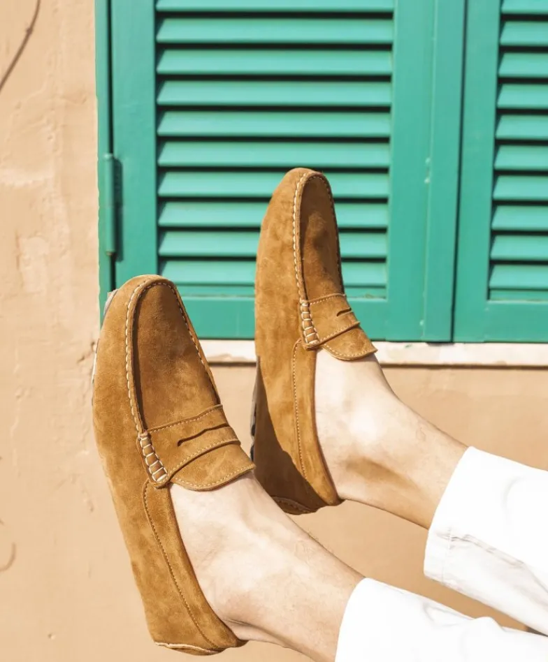 Uomo D'Arienzo Capri - Mocassino scamosciato color cuoio da uomo