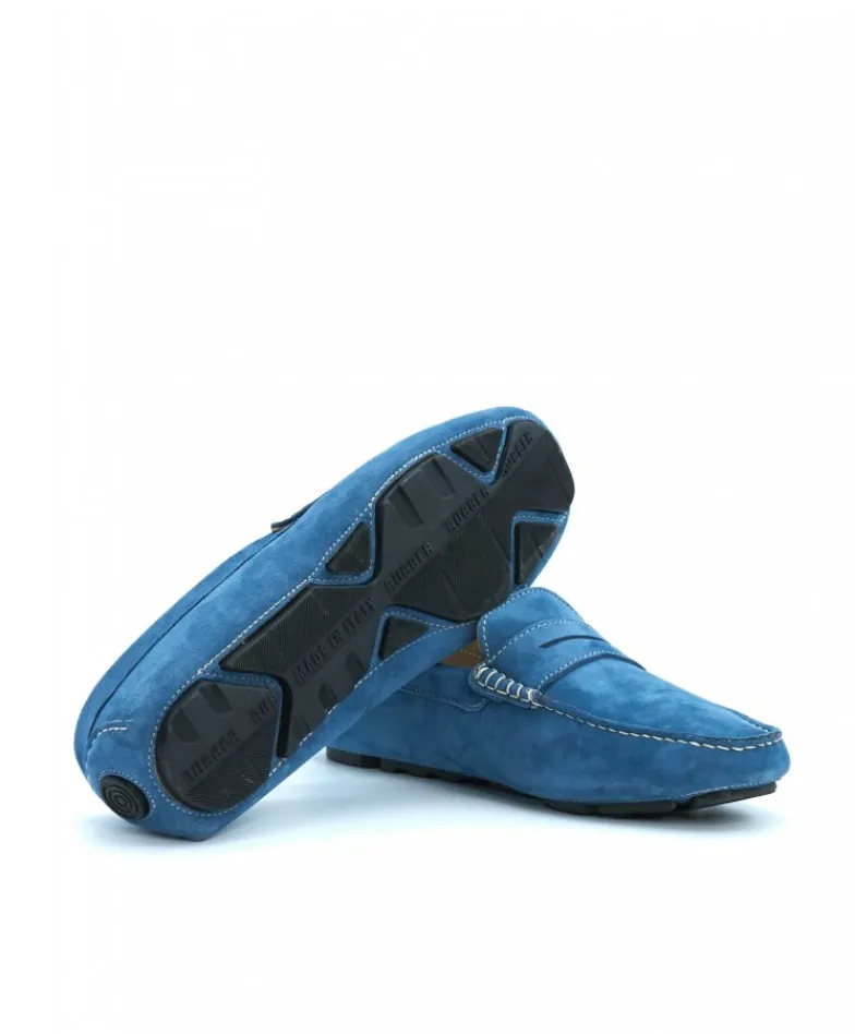 Uomo D'Arienzo Capri - Mocassino scamosciato blu denim da uomo