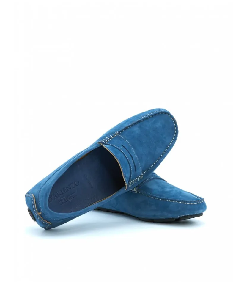Uomo D'Arienzo Capri - Mocassino scamosciato blu denim da uomo