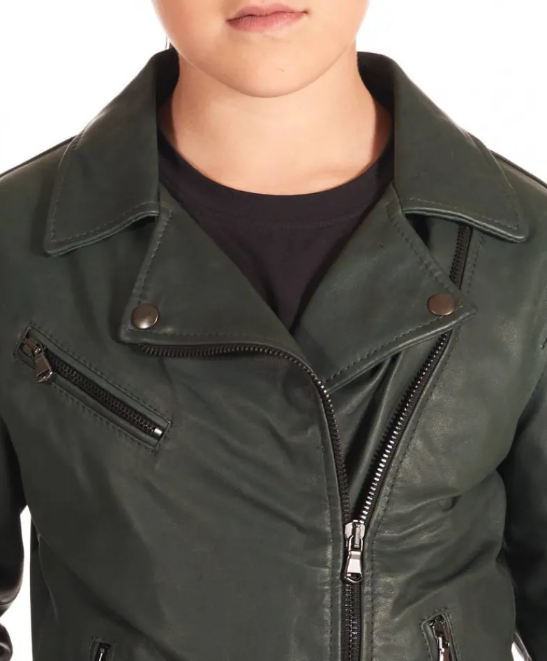 Bambino D'Arienzo Chiodo Baby - Chiodo Baby in pelle naturale verde per bambino unisex