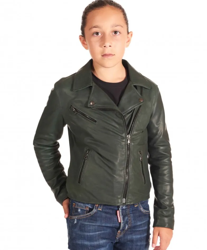 Bambino D'Arienzo Chiodo Baby - Chiodo Baby in pelle naturale verde per bambino unisex