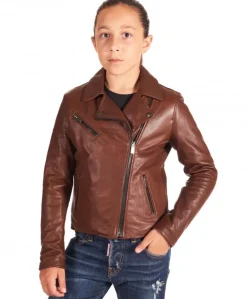 Bambino D'Arienzo Chiodo Baby - Chiodo Baby in pelle vintage cuoio per bambino unisex