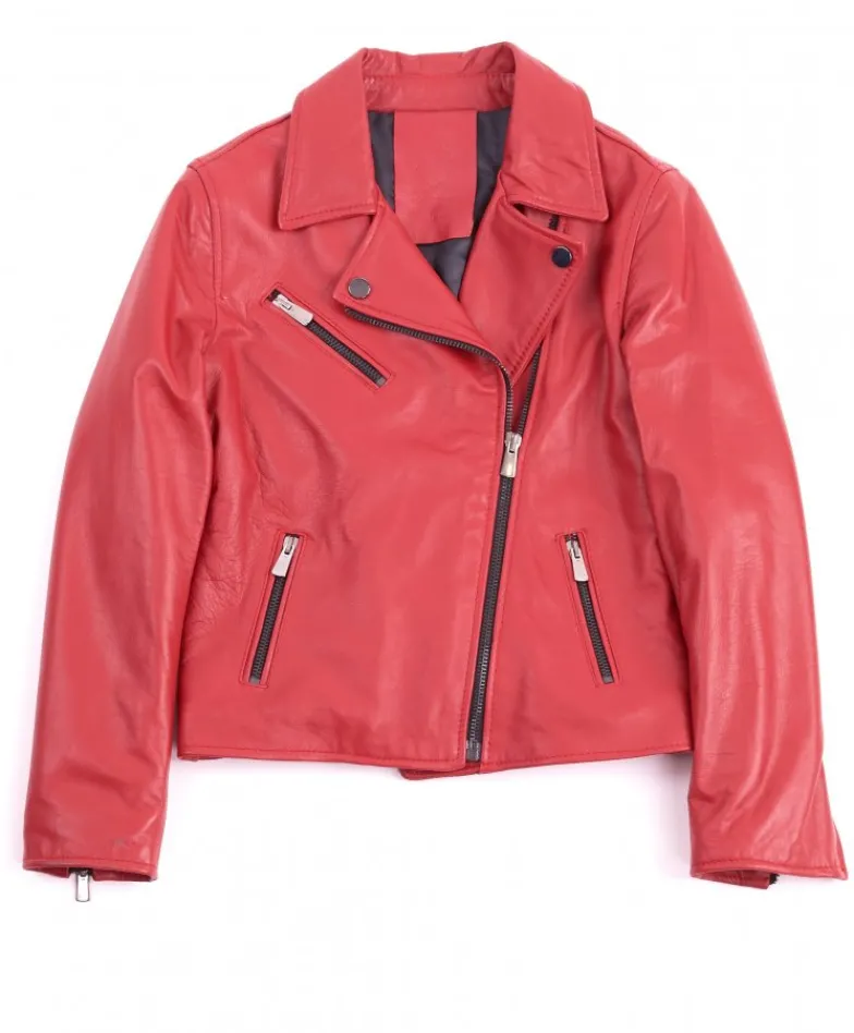 Bambino D'Arienzo Chiodo Baby - Chiodo Baby rosso unisex giacca in pelle per bambino