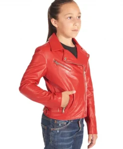 Bambino D'Arienzo Chiodo Baby - Chiodo Baby rosso giacca in pelle per bambino unisex