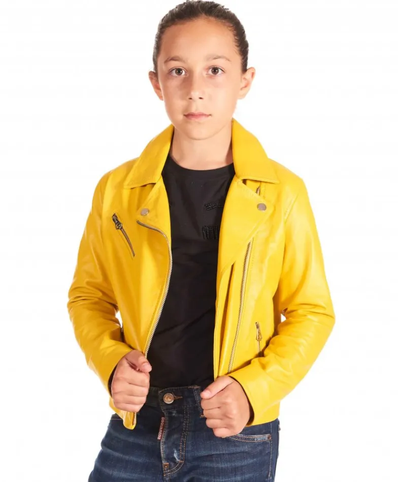 Bambino D'Arienzo Chiodo Baby - Chiodo Baby giallo giacca unisex in pelle per bambino