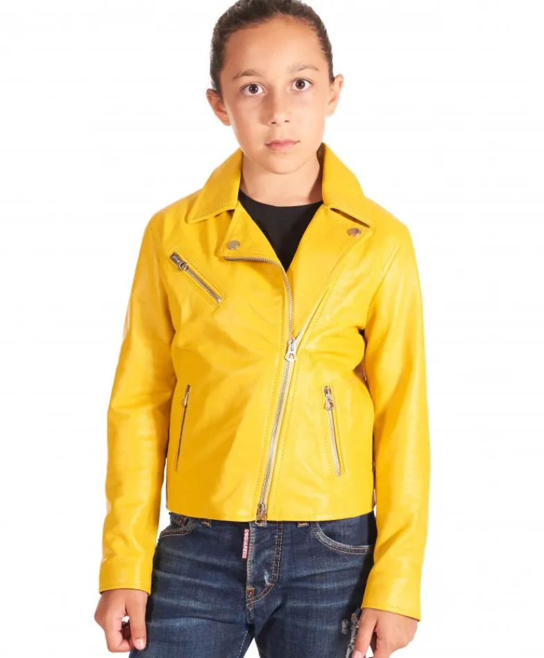 Bambino D'Arienzo Chiodo Baby - Chiodo Baby giallo giacca unisex in pelle per bambino