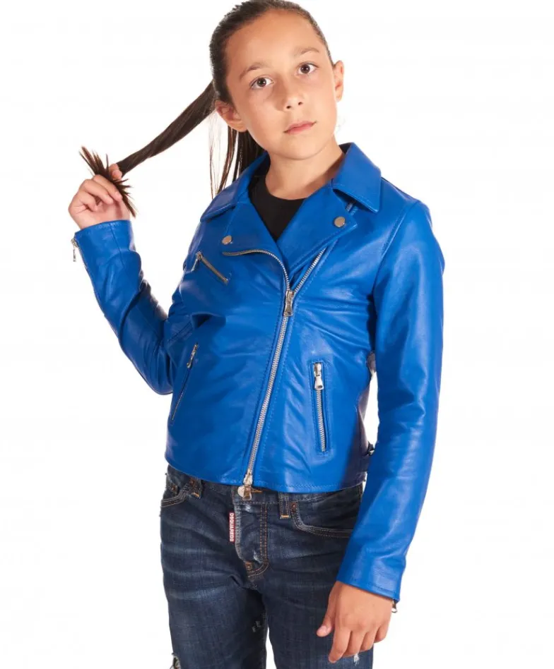 Bambino D'Arienzo Chiodo Baby - Chiodo Baby Unisex azzurro giacca in pelle per bambino
