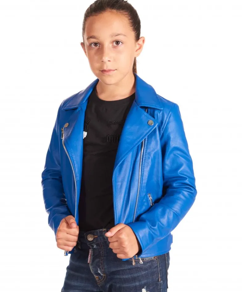 Bambino D'Arienzo Chiodo Baby - Chiodo Baby Unisex azzurro giacca in pelle per bambino