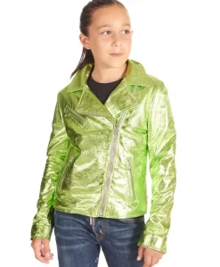 Bambino D'Arienzo Chiodo Baby - Chiodo baby giacca unisex in pelle laminata verde