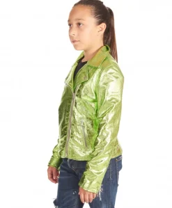 Bambino D'Arienzo Chiodo Baby - Chiodo baby giacca unisex in pelle laminata verde