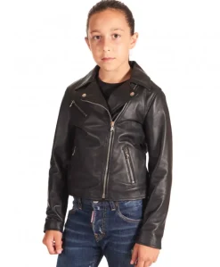 Bambino D'Arienzo Chiodo Baby - Chiodo unisex giacca in pelle nera per bambino