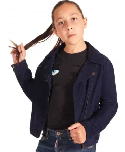 Bambino D'Arienzo Chiodo Baby - Giacca Unisex Chiodo Baby in pelle scamosciata blu