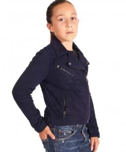 Bambino D'Arienzo Chiodo Baby - Giacca Unisex Chiodo Baby in pelle scamosciata blu