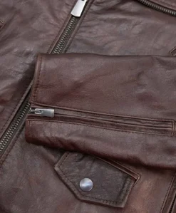 Uomo D'Arienzo Chiodo biker - Chiodo biker in pelle testa di moro con cintura effetto vintage