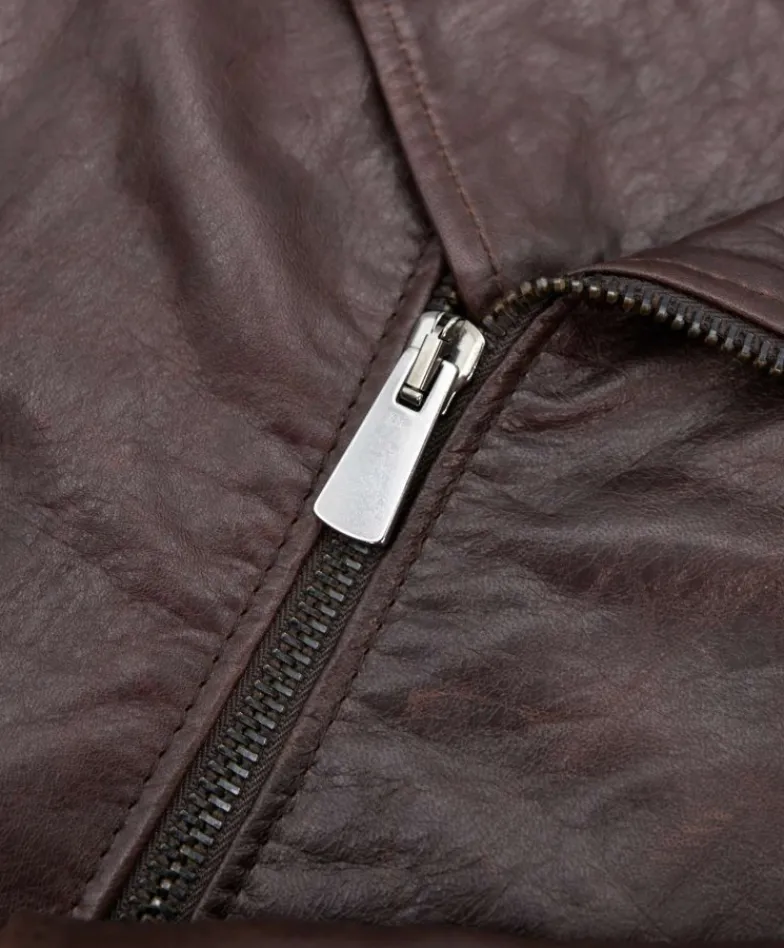 Uomo D'Arienzo Chiodo biker - Chiodo biker in pelle testa di moro con cintura effetto vintage