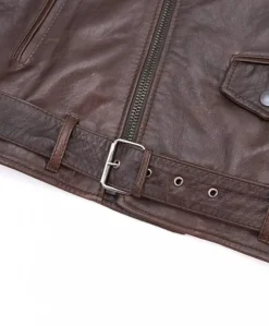 Uomo D'Arienzo Chiodo biker - Chiodo biker in pelle testa di moro con cintura effetto vintage