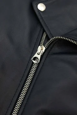 Uomo D'Arienzo Chiodo biker - Chiodo biker in pelle nera con cintura nappa effetto liscio