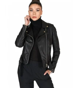 Donna D'Arienzo Chiodo D - Chiodo in pelle vegetale nera con cintura effetto vintage