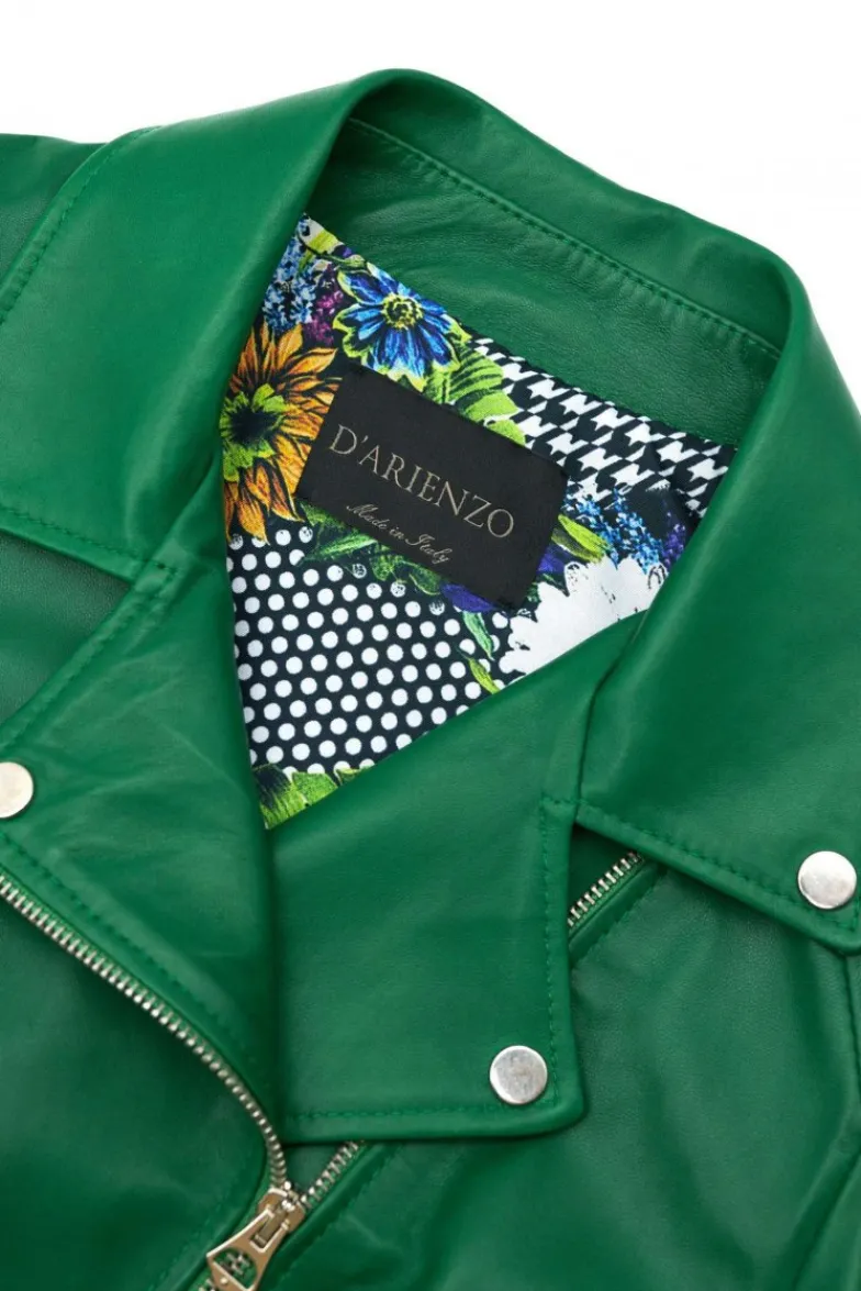 Donna D'Arienzo Chiodo D - Chiodo in pelle naturale verde con cintura