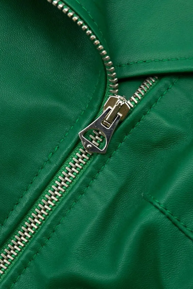 Donna D'Arienzo Chiodo D - Chiodo in pelle naturale verde con cintura