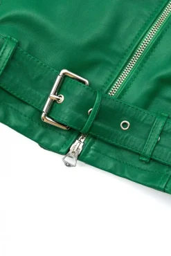 Donna D'Arienzo Chiodo D - Chiodo in pelle naturale verde con cintura