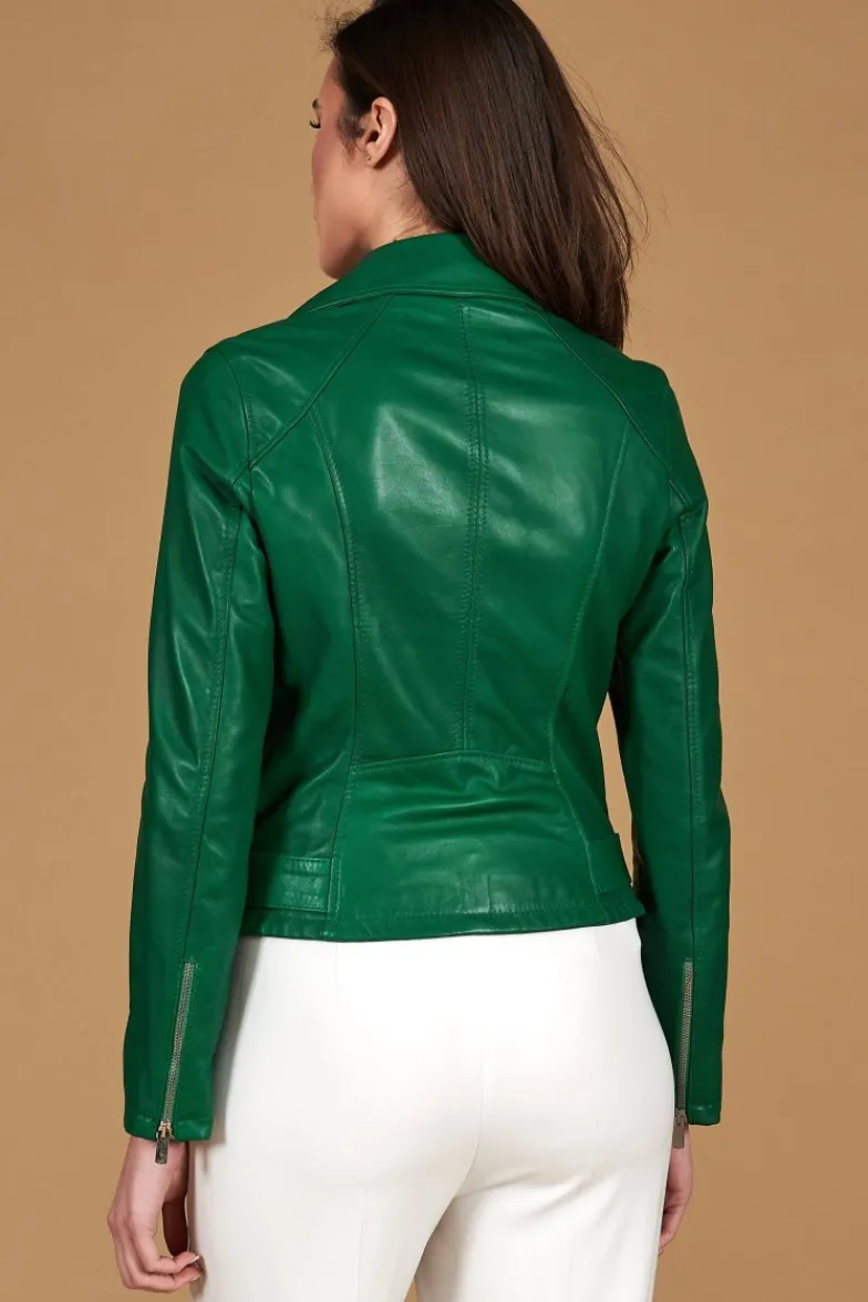Donna D'Arienzo Chiodo D - Chiodo in pelle naturale verde con cintura
