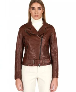 Donna D'Arienzo Chiodo D - Chiodo in pelle cuoio con cintura effetto vintage