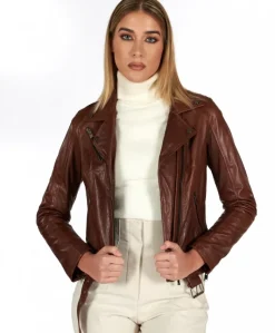 Donna D'Arienzo Chiodo D - Chiodo in pelle cuoio con cintura effetto vintage