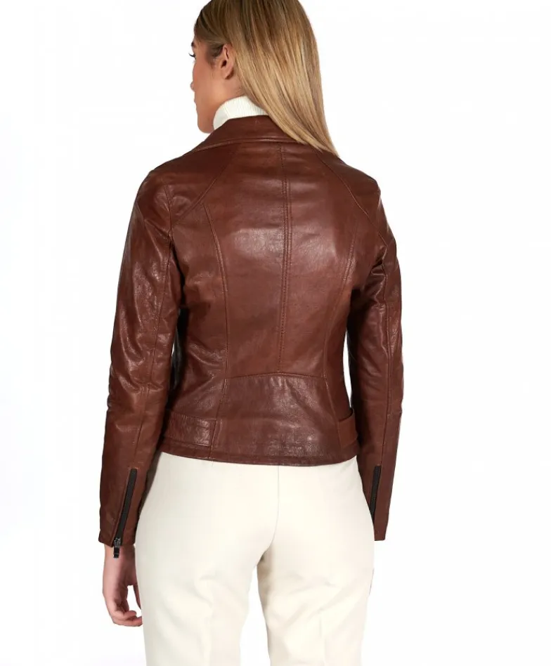 Donna D'Arienzo Chiodo D - Chiodo in pelle cuoio con cintura effetto vintage