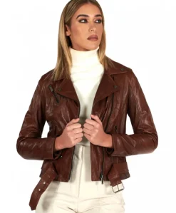 Donna D'Arienzo Chiodo D - Chiodo in pelle cuoio con cintura effetto vintage