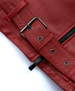 Donna D'Arienzo Chiodo D - Chiodo in pelle rossa con cintura nappa effetto liscio