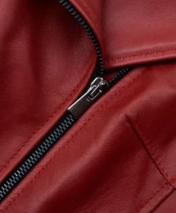 Donna D'Arienzo Chiodo D - Chiodo in pelle rossa con cintura nappa effetto liscio