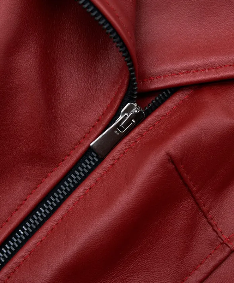 Donna D'Arienzo Chiodo D - Chiodo in pelle rossa con cintura nappa effetto liscio