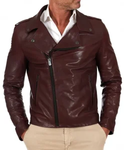 Uomo D'Arienzo Clou - Chiodo in pelle vinaccio con alette sulle spalle e reverse ampio