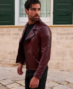 Uomo D'Arienzo Clou - Chiodo in pelle vinaccio con alette sulle spalle e reverse ampio