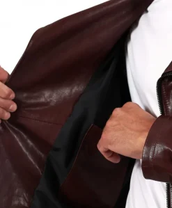 Uomo D'Arienzo Clou - Chiodo in pelle vinaccio con alette sulle spalle e reverse ampio