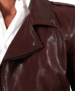 Uomo D'Arienzo Clou - Chiodo in pelle vinaccio con alette sulle spalle e reverse ampio