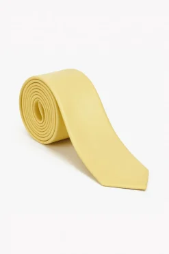 Donna D'Arienzo Cravatta Slim Vera Pelle Giallo Pastello Effetto Liscio