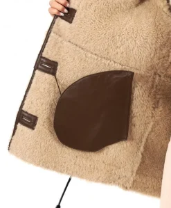 Donna D'Arienzo Daria - Cappotto montone shearling marrone con bottoni effetto vintage