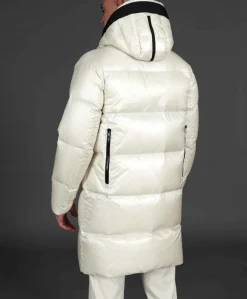 Uomo D'Arienzo Dave - Giaccone lungo in vera piuma colore beige da ripiegare a zaino