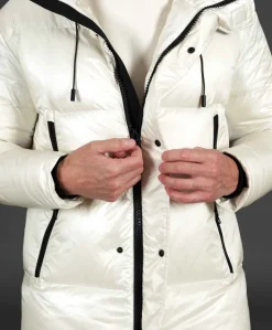 Uomo D'Arienzo Dave - Giaccone lungo in vera piuma colore beige da ripiegare a zaino