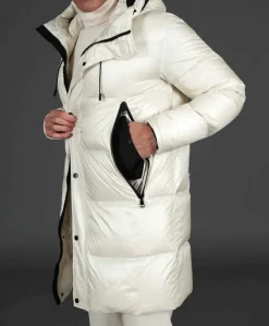 Uomo D'Arienzo Dave - Giaccone lungo in vera piuma colore beige da ripiegare a zaino