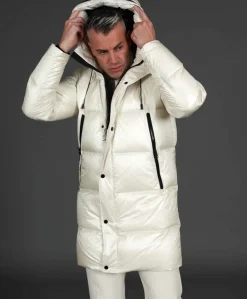 Uomo D'Arienzo Dave - Giaccone lungo in vera piuma colore beige da ripiegare a zaino