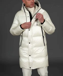 Uomo D'Arienzo Dave - Giaccone lungo in vera piuma colore beige da ripiegare a zaino