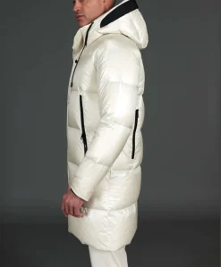 Uomo D'Arienzo Dave - Giaccone lungo in vera piuma colore beige da ripiegare a zaino