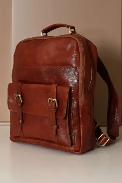D'Arienzo Dennis - Zaino in pelle cuoio di vitello borsa effetto vintage