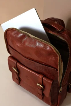 D'Arienzo Dennis - Zaino in pelle cuoio di vitello borsa effetto vintage