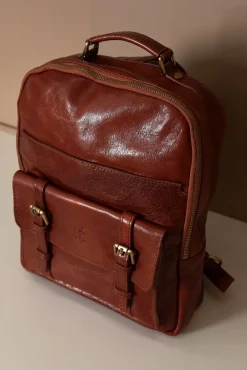 D'Arienzo Dennis - Zaino in pelle cuoio di vitello borsa effetto vintage